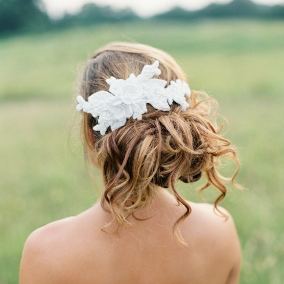 Beaded Lace Bridal Hairpiece. Wedding Headpiece. main image 4